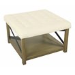 Pemberly Row Traditional Wood and Fabric Tufted Ottoman with Storage in Cream