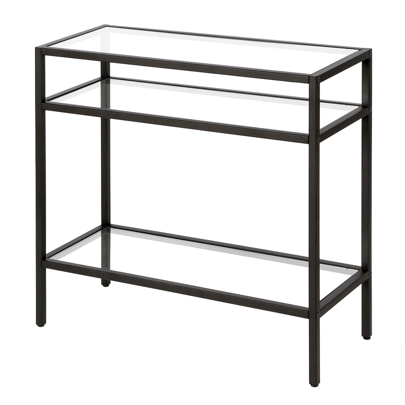 Pemberly Row 3-Shelf Metal Rectangular Side Table in Blackened Bronze