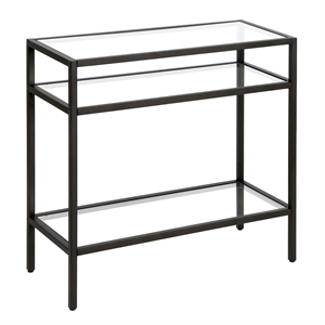 Pemberly Row 3-Shelf Metal Rectangular Side Table in Blackened Bronze