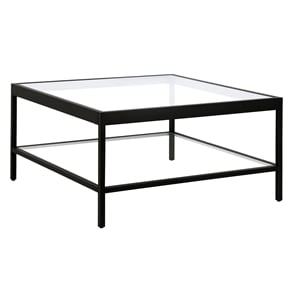 Pemberly Row Contemporary 32&quot Square Coffee Table in Black/Bronze