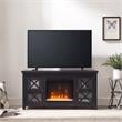 Pemberly Row TV Stand with Crystal Fireplace Insert in Black (TVs up to 55