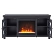 Pemberly Row TV Stand with Crystal Fireplace Insert in Black (TVs up to 55