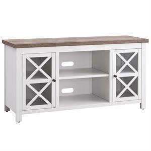 pemberly row modern farmhouse tv stand in white and gray oak (tvs up to 55