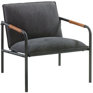 pemberly row fabric upholstered accent chair in charcoal and gray