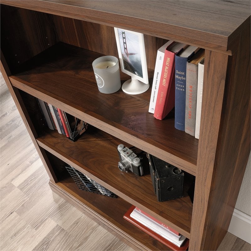 Pemberly Row 3-Shelf Modern Engineered Wood Bookcase in Walnut