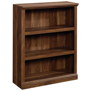 pemberly row contemporary 3-shelf wood bookcase in grand walnut