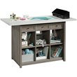 Pemberly Row Transitional Engineered Wood Craft Table in Oak