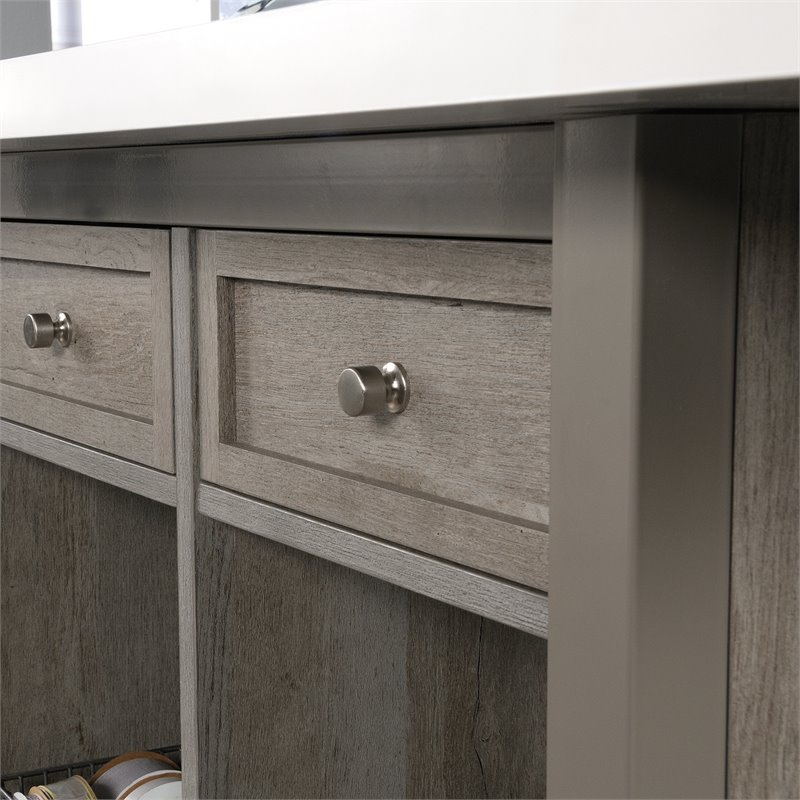 Pemberly Row Transitional Engineered Wood Craft Table in Oak