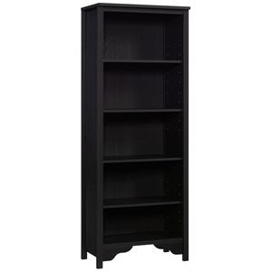 pemberly row 5 shelf country traditional wooden bookcase in raven oak