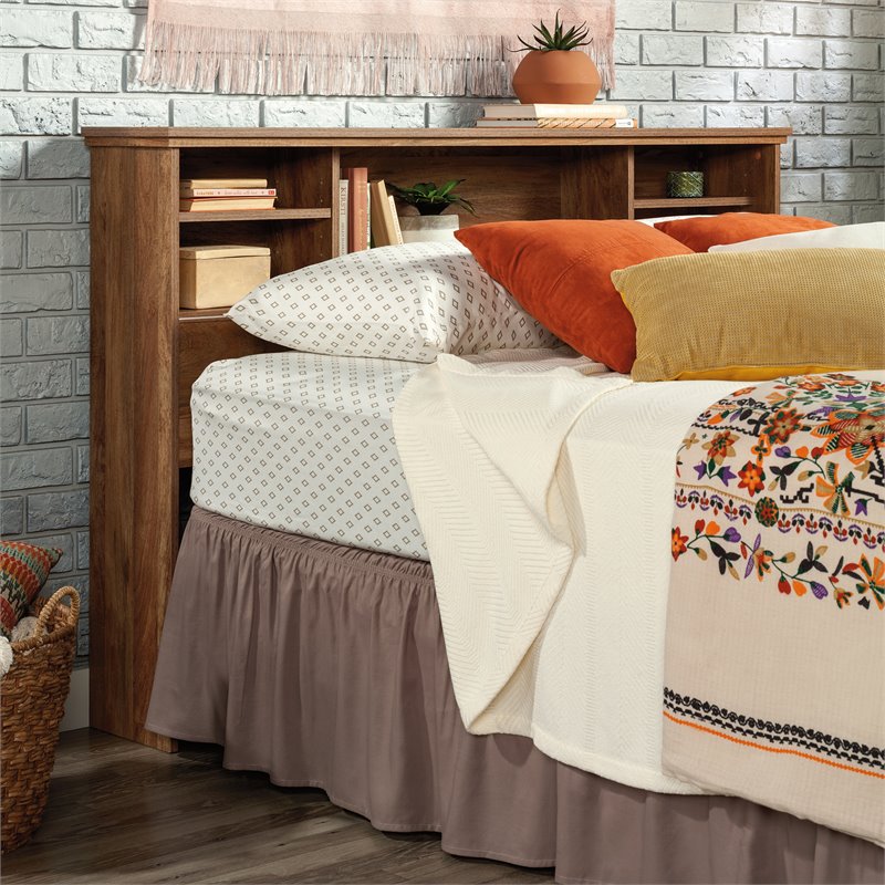 Pemberly Row Engineered Wood Full-Queen Bookcase Headboard in Natural
