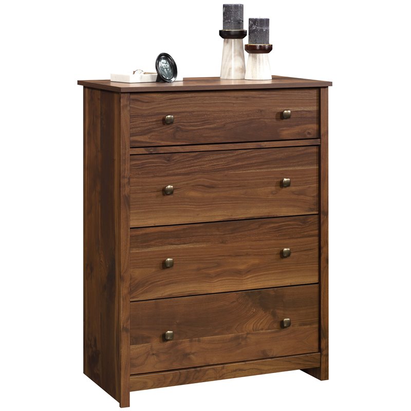 Pemberly Row 4 Drawers Transitional Engineered Wood Chest in Walnut