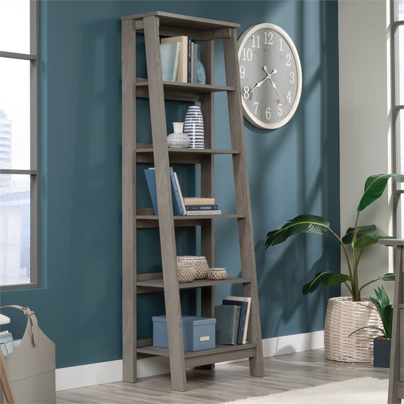 Pemberly Row 5-Shelf Modern Engineered Wood Bookcase in Mystic Oak