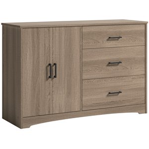 pemberly row engineered wood 3-drawer bedroom dresser in summer oak