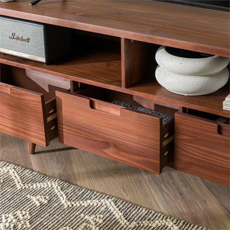 Pemberly Row 3 Drawer Solid Wood Corner TV Stand for TVS up to 58