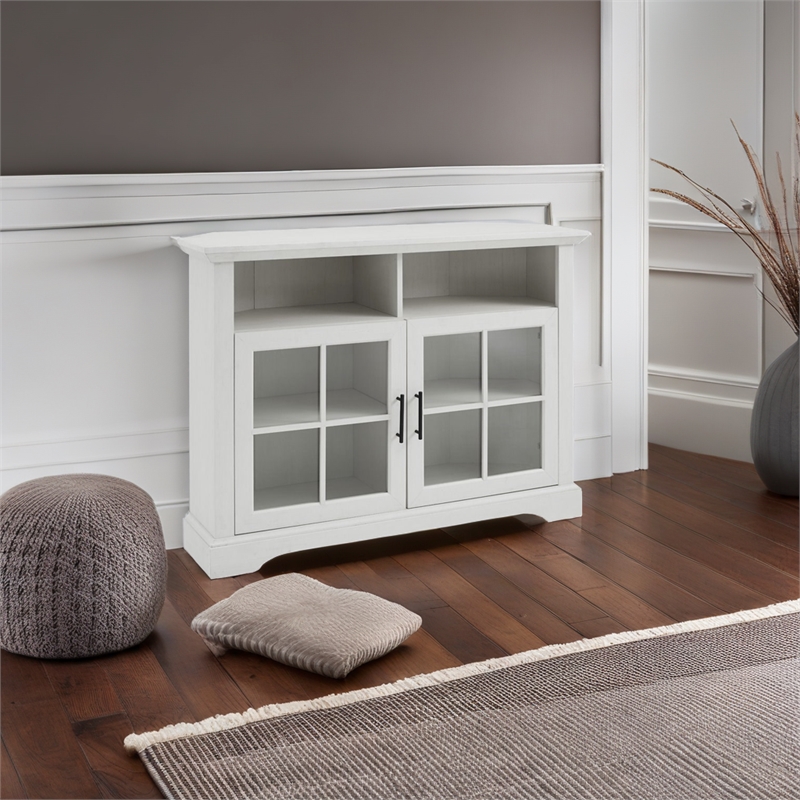 Pemberly Row Glass Door Tall Corner TV Stand for TVs up to 50