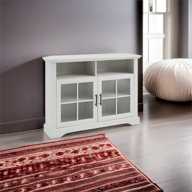 Pemberly Row Glass Door Tall Corner TV Stand for TVs up to 50