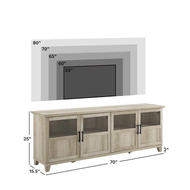 Pemberly Row Transitional Wood TV Console for TVs up to 70