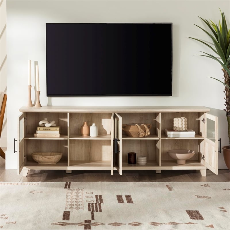 Pemberly Row Transitional Wood TV Console for TVs up to 70