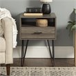 Pemberley Row Slate Gray Nightstand Hairpin Legs Open and Closed Storage 25.25