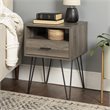 Pemberley Row Slate Gray Nightstand Hairpin Legs Open and Closed Storage 25.25