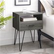 Pemberley Row Slate Gray Nightstand Hairpin Legs Open and Closed Storage 25.25