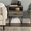 Pemberley Row Slate Gray Nightstand Hairpin Legs Open and Closed Storage 25.25