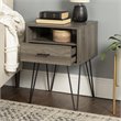 Pemberley Row Slate Gray Nightstand Hairpin Legs Open and Closed Storage 25.25