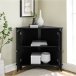 Pemberly Row Transitional Engineered Wood Corner Accent Cabinet in Black