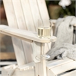 Pemberly Row Outdoor Wood Adirondack Chair with Wine Glass Holder in White Wash
