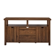 Pemberly Row Farmhouse Wood Grooved-Door TV Stand for TVs up to 58