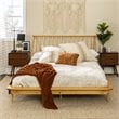 Pemberly Row Modern Solid Wood Queen Spindle Bed with Tapered Legs in Light Oak