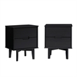 Pemberly Row 2-Piece Groove Handle Wood Bedroom Nightstand Set in Walnut
