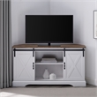 Pemberly Row Rustic Wood Corner TV Stand for TVs up to 52
