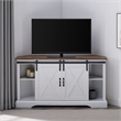Pemberly Row Rustic Wood Corner TV Stand for TVs up to 52