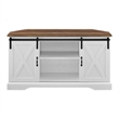 Pemberly Row Rustic Wood Corner TV Stand for TVs up to 52