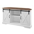 Pemberly Row Rustic Wood Corner TV Stand for TVs up to 52