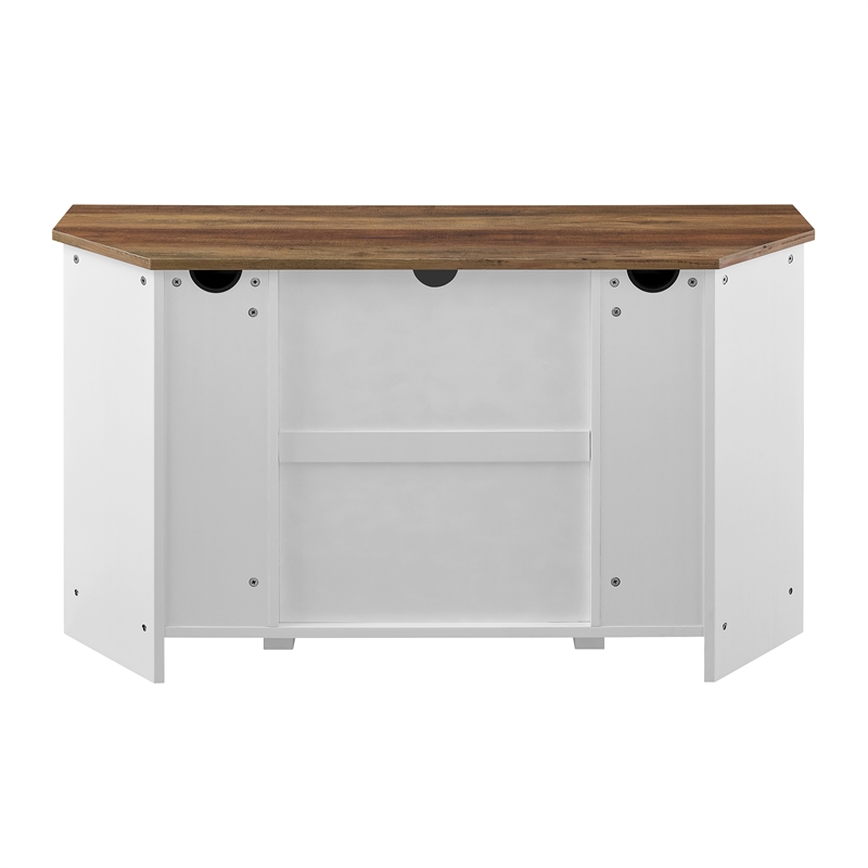 Pemberly Row Rustic Wood Corner TV Stand for TVs up to 52