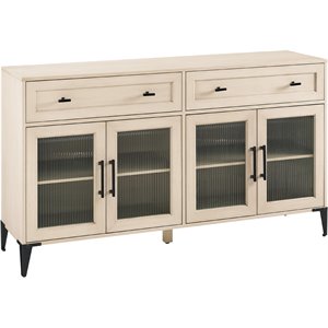 Pemberly Row Transitional 58&quot Fluted Glass Door 2-Drawer Sideboard in Birch