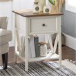 Pemberly Row 1-Drawer Farmhouse Wood V-Frame End Table in White ( Set of 2)