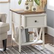 Pemberly Row 1-Drawer Farmhouse Wood V-Frame End Table in White ( Set of 2)