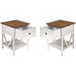Pemberly Row 1-Drawer Farmhouse Wood V-Frame End Table in White ( Set of 2)