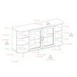 Pemberly Row Modern Curved Edge Fluted Glass Door Sideboard in Dark Walnut