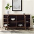 Pemberly Row Modern Curved Edge Fluted Glass Door Sideboard in Dark Walnut
