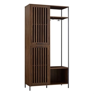 Pemberly Row 72&quot Slat Door Metal and Wood Hall Tree in Dark Walnut