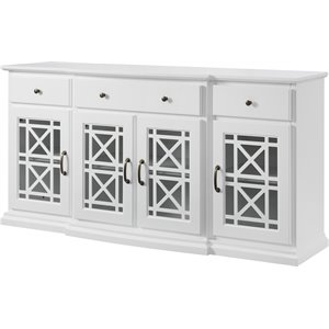 Pemberly Row Landon 60&quot Curved Tiered Fretwork Sideboard in White