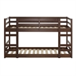 Pemberly Row Low Wood Twin Over Twin Bunk Bed in Walnut Finish
