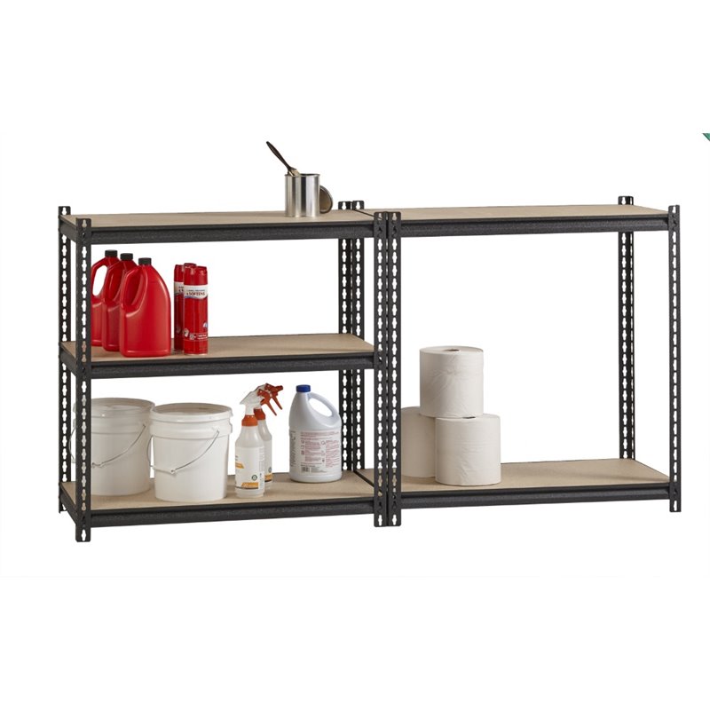 Pemberly Row Riveted Metal Shelving 5-Shelf Unit 18D x 36W x 72H in Black