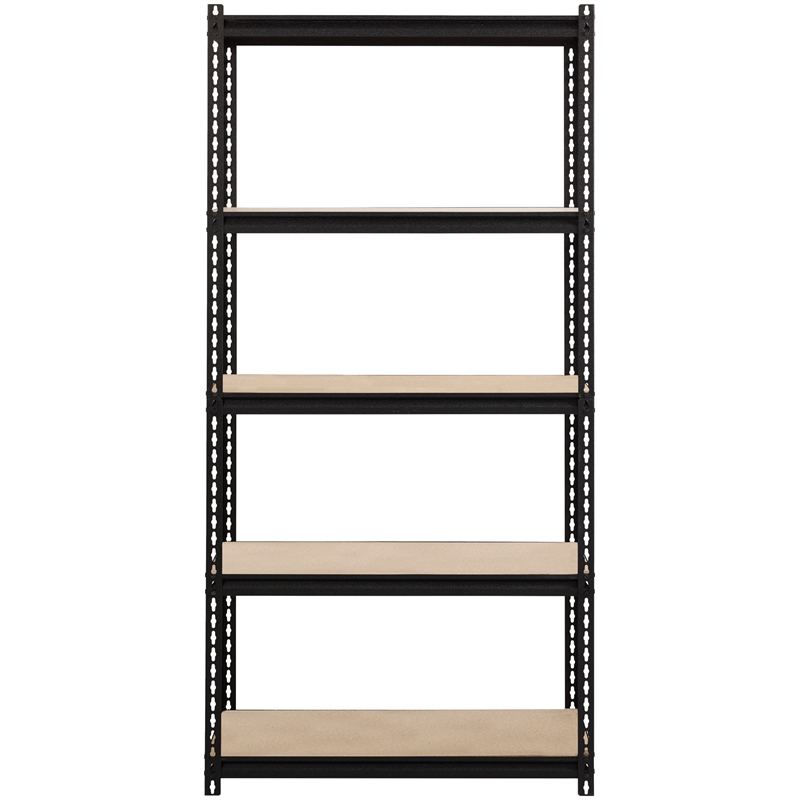Pemberly Row Riveted Metal Shelving 5-Shelf Unit 18D x 36W x 72H in Black