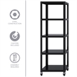 Pemberly Row 5-Shelf Steel Metal High Mobile Bookcase in Black