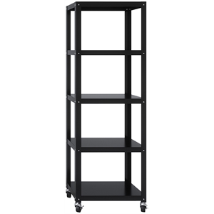 pemberly row ready-to-assemble 72-inch high mobile 5-shelf bookcase in black